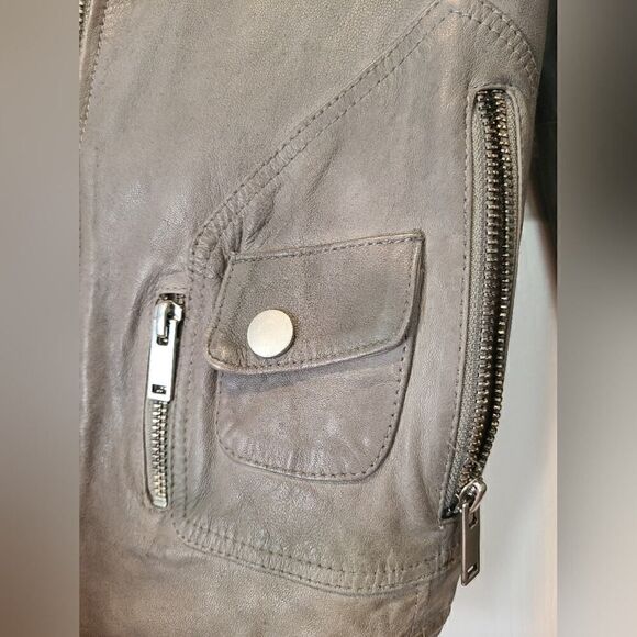 DOMA Goat Leather Moto Biker Jacket, Distressed Multi Zipper Closure | L - Picture 10 of 16